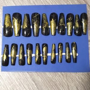 Gold Splatter Press On Nails